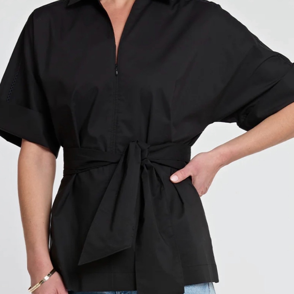 Chic Black Belted Blouse